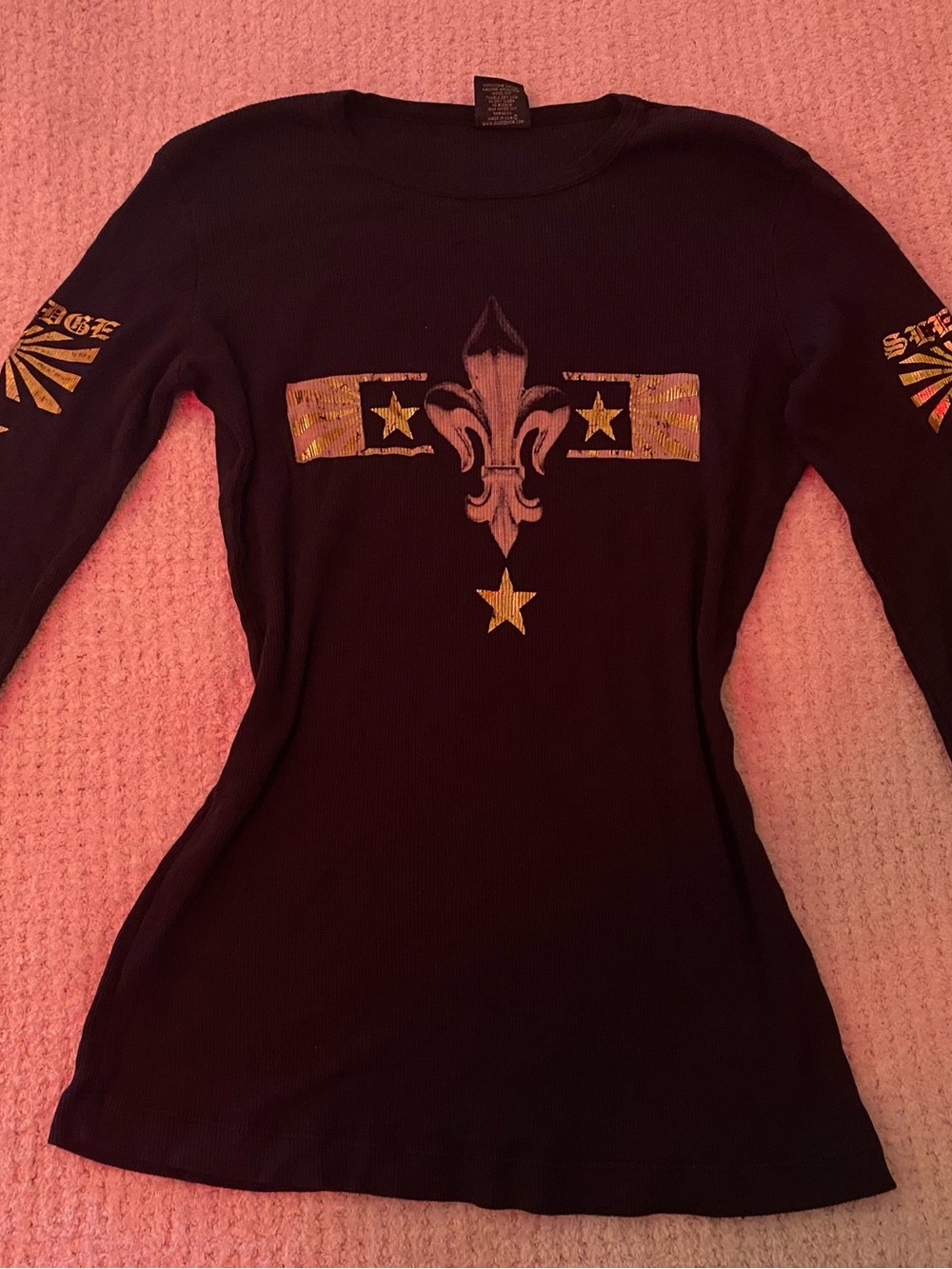 Vintage Sledge USA Long-Sleeve Graphic Women's Top with Fleur-de-Lis